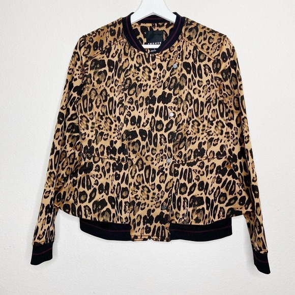 Trouve Leopard Peplum Jacket Sz S - Picture 3 of 14